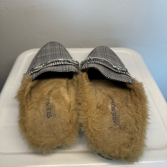 Steve Madden Plaid Khloe Faux Fur Mule SZ 6.5 - Picture 3 of 7
